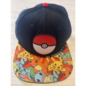Pokemon Hat Pokeball All Over Bill Snapback Baseball Cap Hat Wool Blend OSFA‎